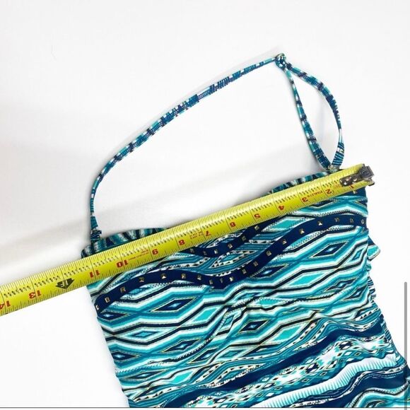 Jessica Simpson One-piece Swimsuit Teal and Navy with Gold Studs - Picture 7 of 16